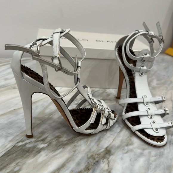 MANOLO BLAHNIK AXEZ CALF WHITE 36 6 - Picture 3 of 8